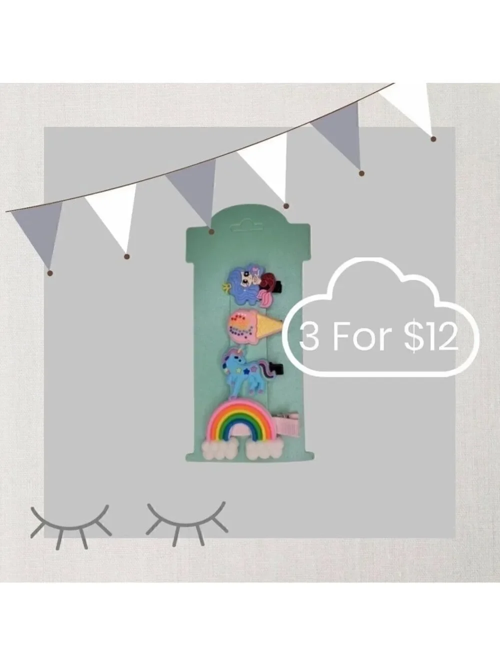 3 for $12 4pc Children Hairclips